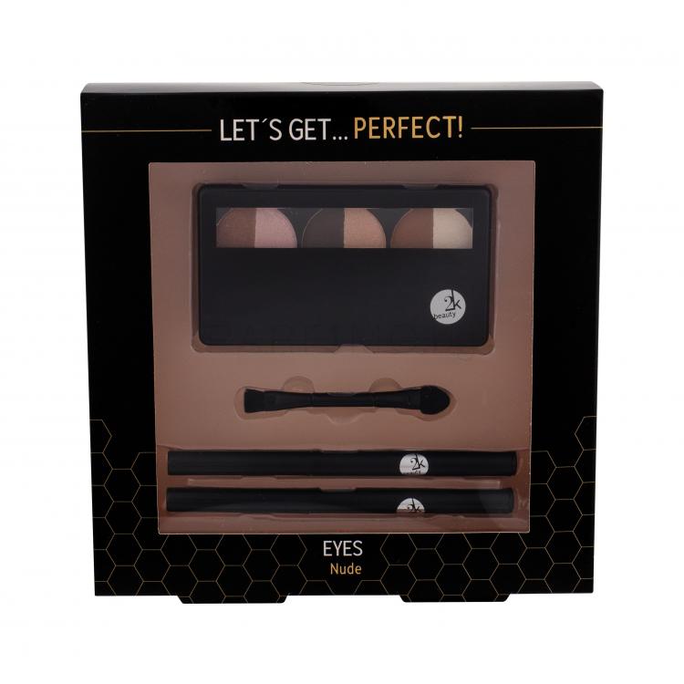2K Let´s Get Perfect! Подаръчен комплект палитра сенки за очи 6,6 g + апликатор за сенки за очи 1 бр + молив за очи 0,2 g 086 + молив за очи 0,2 g 096