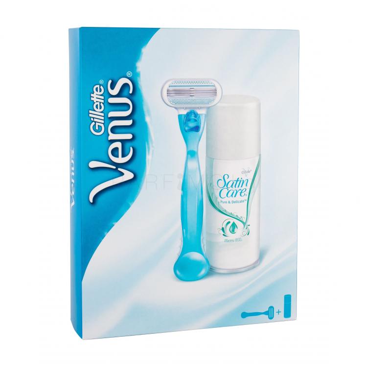 Gillette Venus Подаръчен комплект самобръсначка 1бр + гел за бръснене Satin Care Pure &amp; Delicate 75 ml