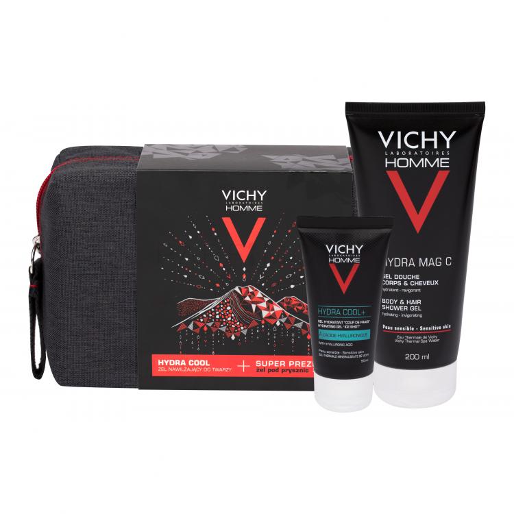 Vichy Homme Hydra Cool+ Подаръчен комплект хидратиращ гел 50 ml + душ гел Hydra Mag C 200 ml + козметична чантичка