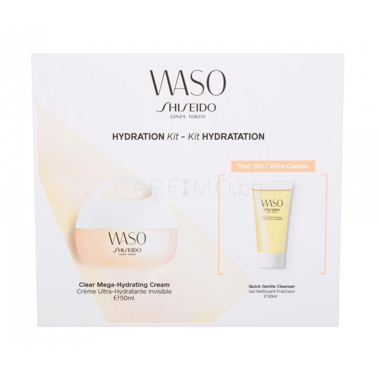 Shiseido Waso Clear Mega Подаръчен комплект дневен крем за лице 50 ml + почистващ гел Quick Gentle Cleanser 30 ml