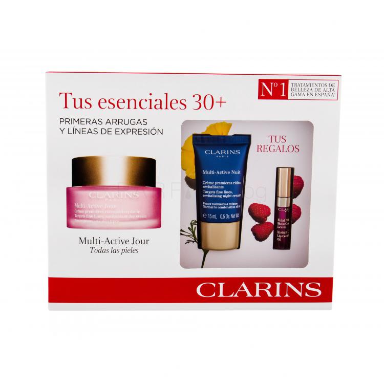 Clarins Multi-Active Подаръчен комплект дневен крем за лице 50 ml+ нощен крем за лице Multi-Active Nuit 15 ml + блясък за устни Comfort Oil 2,8 ml 02