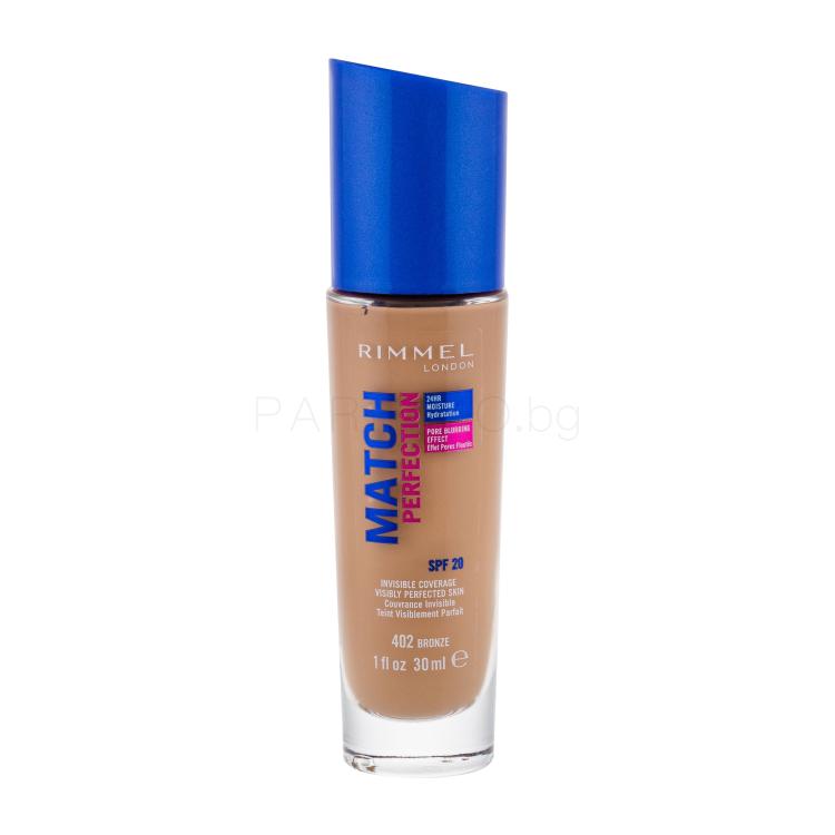 Rimmel London Match Perfection SPF20 Фон дьо тен за жени 30 ml Нюанс 402 Bronze