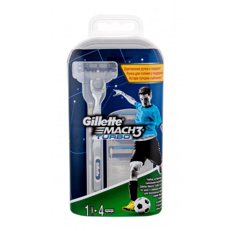 Gillette Mach3 Turbo Подаръчен комплект самобръсначка с една глава 1 бр + резервни ножчета 3 бр
