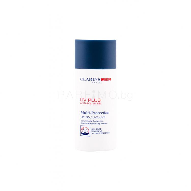 Clarins Men UV Plus Multi-Protection SPF 50 Слънцезащитен продукт за лице за мъже 50 ml