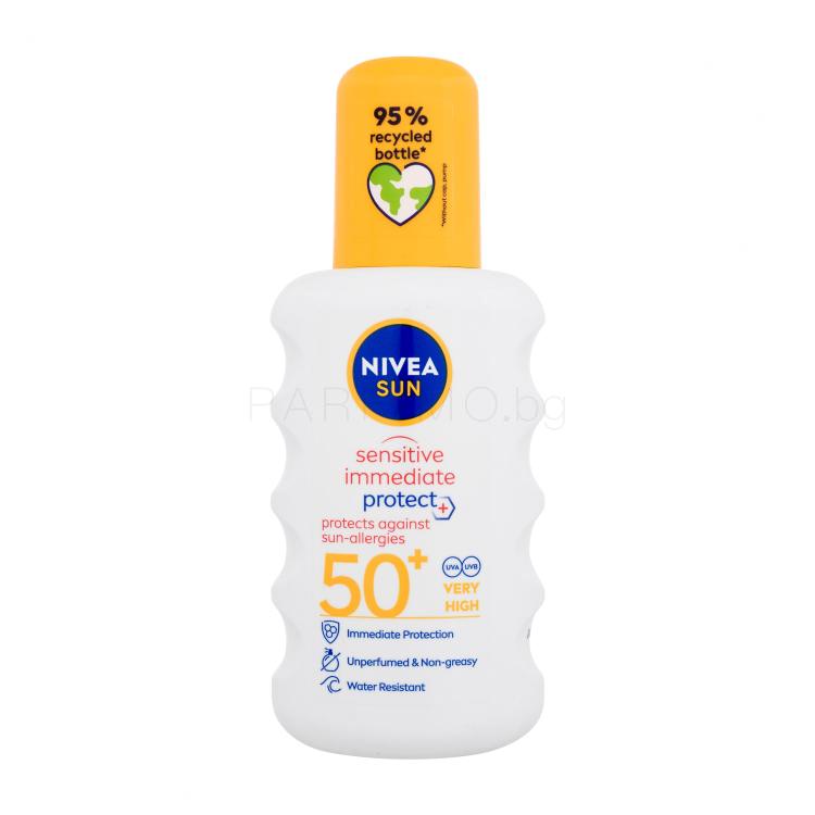 Nivea Sun Sensitive Immediate Protect+ Sun-Allergy SPF50+ Слънцезащитна козметика за тяло 200 ml