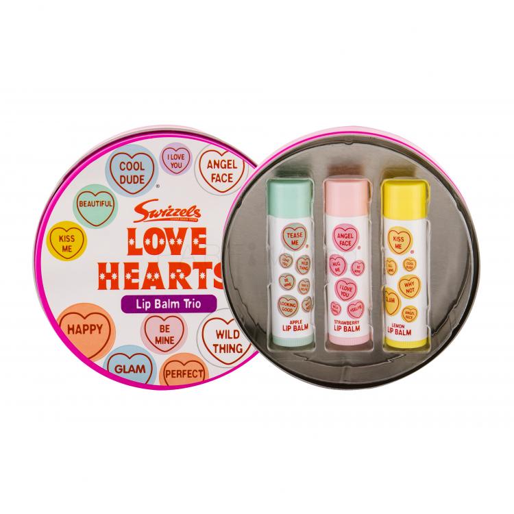 Swizzels Lip Balm Trio Love Hearts Подаръчен комплект балсам за устни 3 x 4 g + метална кутия