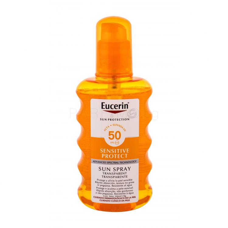 Eucerin Sun Sensitive Protect Sun Spray Transparent SPF50 Слънцезащитна козметика за тяло 200 ml
