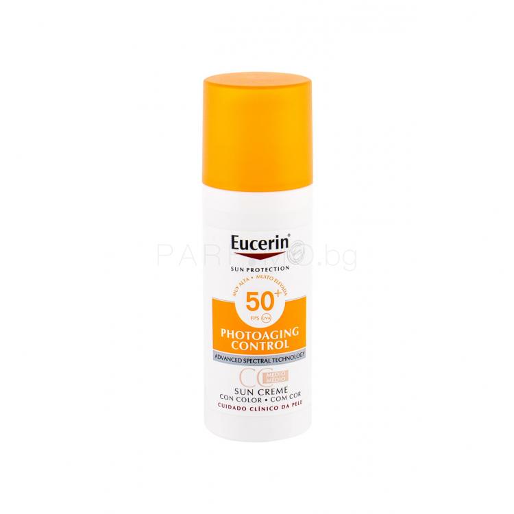 Eucerin Sun Protection Photoaging Control CC Cream SPF50+ Слънцезащитен продукт за лице за жени 50 ml Нюанс Medium