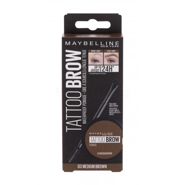 Maybelline Tattoo Brow Lasting Color Pomade Гел и помада за вежди за жени 4 гр Нюанс 03 Medium Brown