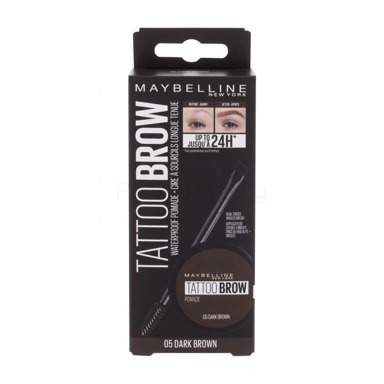Maybelline Tattoo Brow Lasting Color Pomade Гел и помада за вежди за жени 4 гр Нюанс 05 Dark Brown