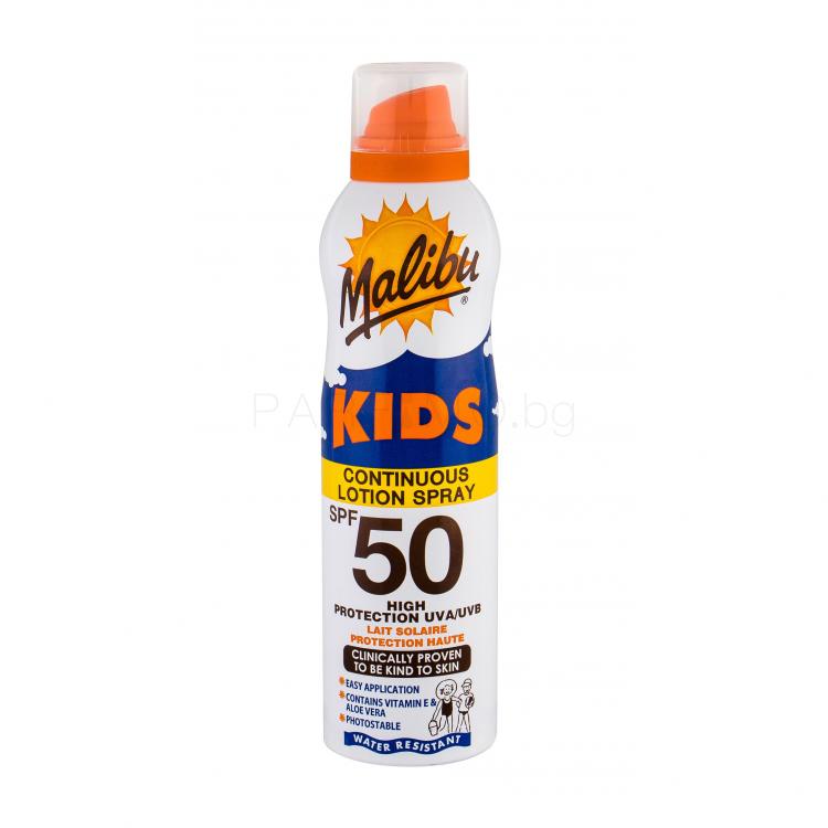 Malibu Kids Continuous Lotion Spray SPF50 Слънцезащитна козметика за тяло за деца 175 ml