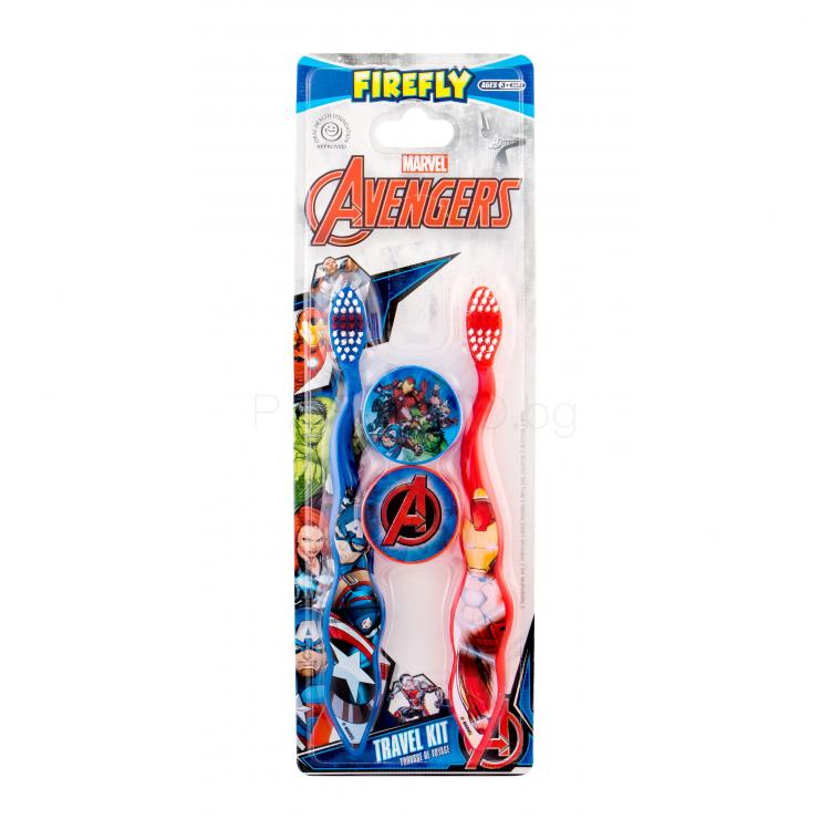 Marvel Avengers Toothbrush Подаръчен комплект четка за зъби 2 бр + капаче 2 бр