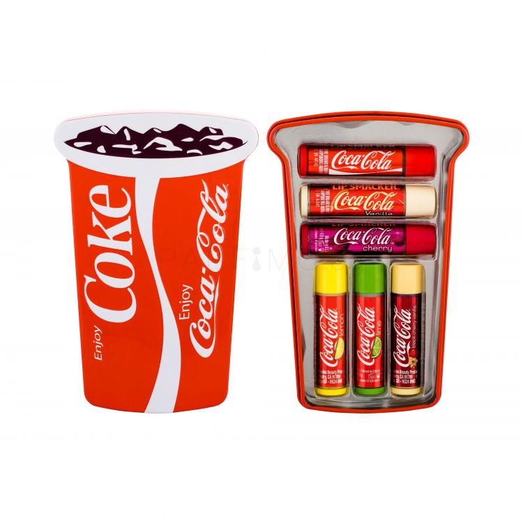 Lip Smacker Coca-Cola Lip Balm Подаръчен комплект балсам за устни 6 бр x 4 g + метална кутия