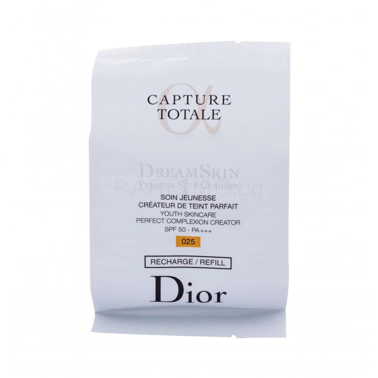 Christian Dior Capture Totale Dreamskin Moist &amp; Perfect Cushion SPF50+ Фон дьо тен за жени Пълнител 15 гр Нюанс 025 ТЕСТЕР