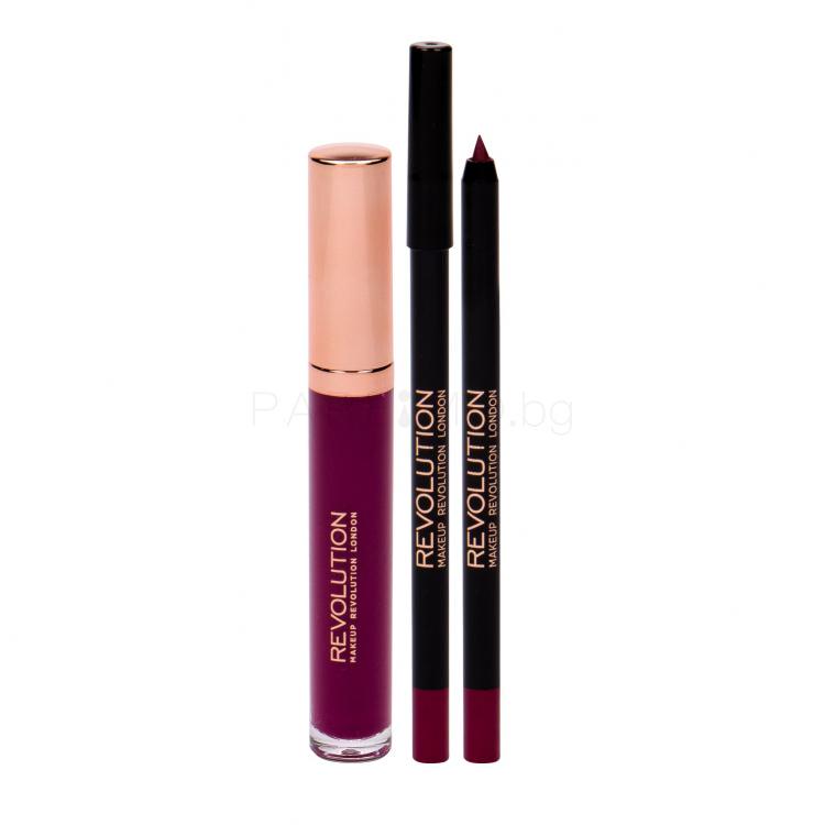 Makeup Revolution London Retro Luxe Gloss Lip Kit Подаръчен комплект блясък за устни 5,5 ml + контуриращ молив за устни 1 g
