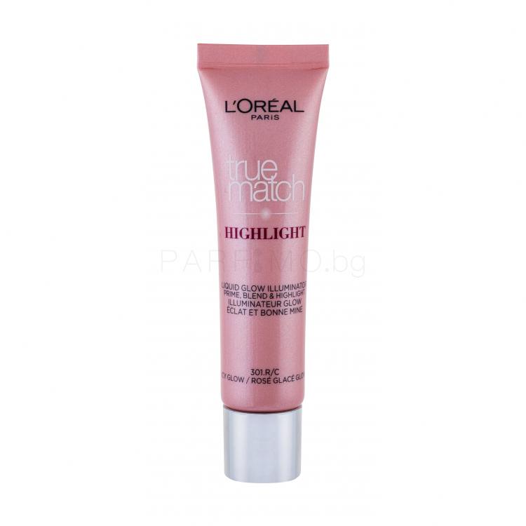 L&#039;Oréal Paris True Match Highlight Liquid Glow Хайлайтър за жени 30 ml Нюанс 301.R/C Icy Glow