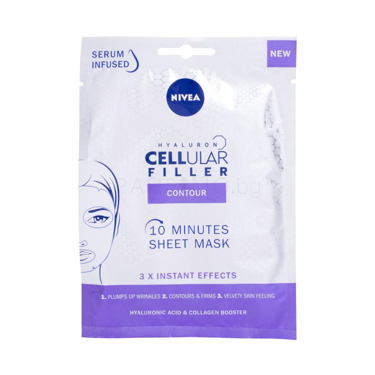 Nivea Hyaluron Cellular Filler 10 Minutes Sheet Mask Маска за лице за жени 1 бр