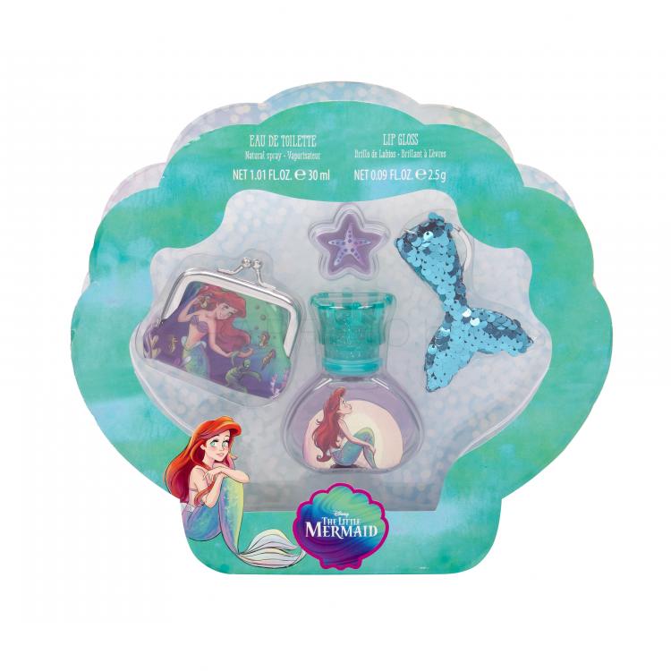 Disney Princess The Little Mermaid Подаръчен комплект EDT 30 ml + блясък за устни 2,5 g + портфейл + ключодържател