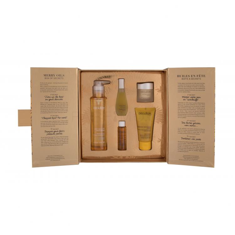 Decleor Aromessence Néroli Подаръчен комплект нощен хидратиращ балсам 15 ml + мицеларно почистващо олио 150 ml + сухо олио Aroma Nutrition 15 ml + маслен серум 15 ml + пилинг за тяло 50 ml