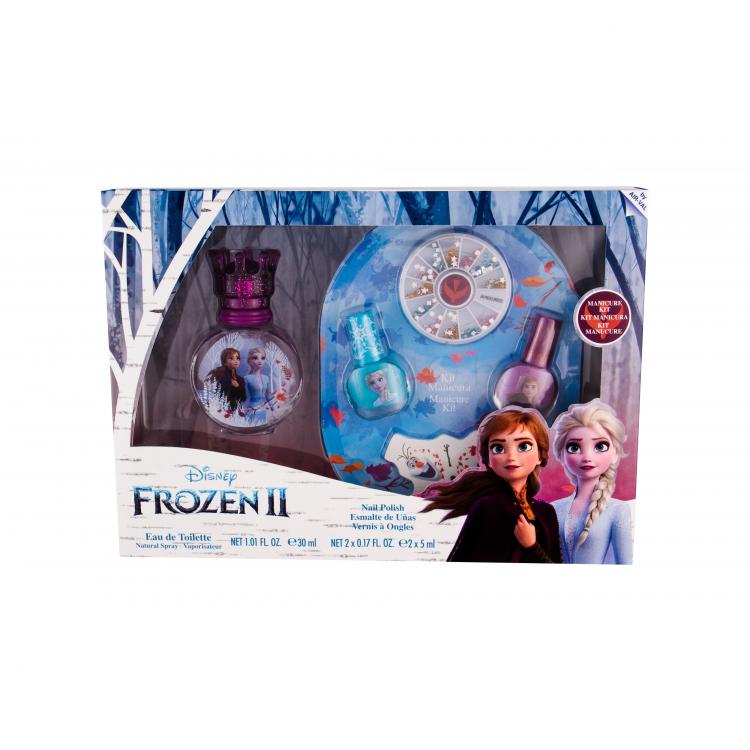 Disney Frozen II Подаръчен комплект EDT 30 ml + лак за нокти 2 бр x 5 ml + пила за нокти + декоративни камъчета за нокти